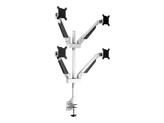 Multibrackets M VESA Gas Lift Arm Quad Monteringssett (skrivebordsklemmemontering, 4 leddarmer) - for 4 LCD-skjermer - aluminium - hvit - skjermstørrelse: 15"-32"