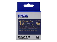 Epson LabelWorks LK-4HKK - Sateng gull på marineblå - Rull (1,2 cm x 5 m) 1 kassett(er) båndtape - for LabelWorks LW-1000, 300, 400, 600, 700, 900, K400, Z5000, Z5010, Z700, Z710, Z900